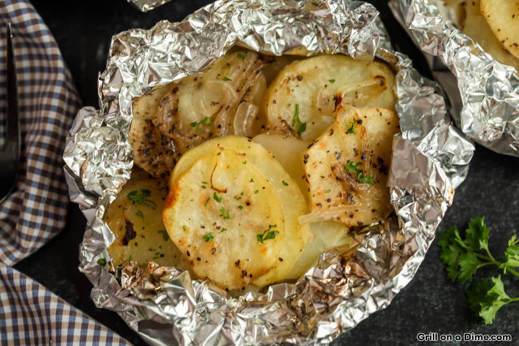Foil packet potatoes with butter and onions