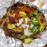 Taco nachos in foil.