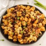 Bacon and hash browns breakfast.