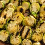 Grilled Brussel Sprouts threaded on skewers