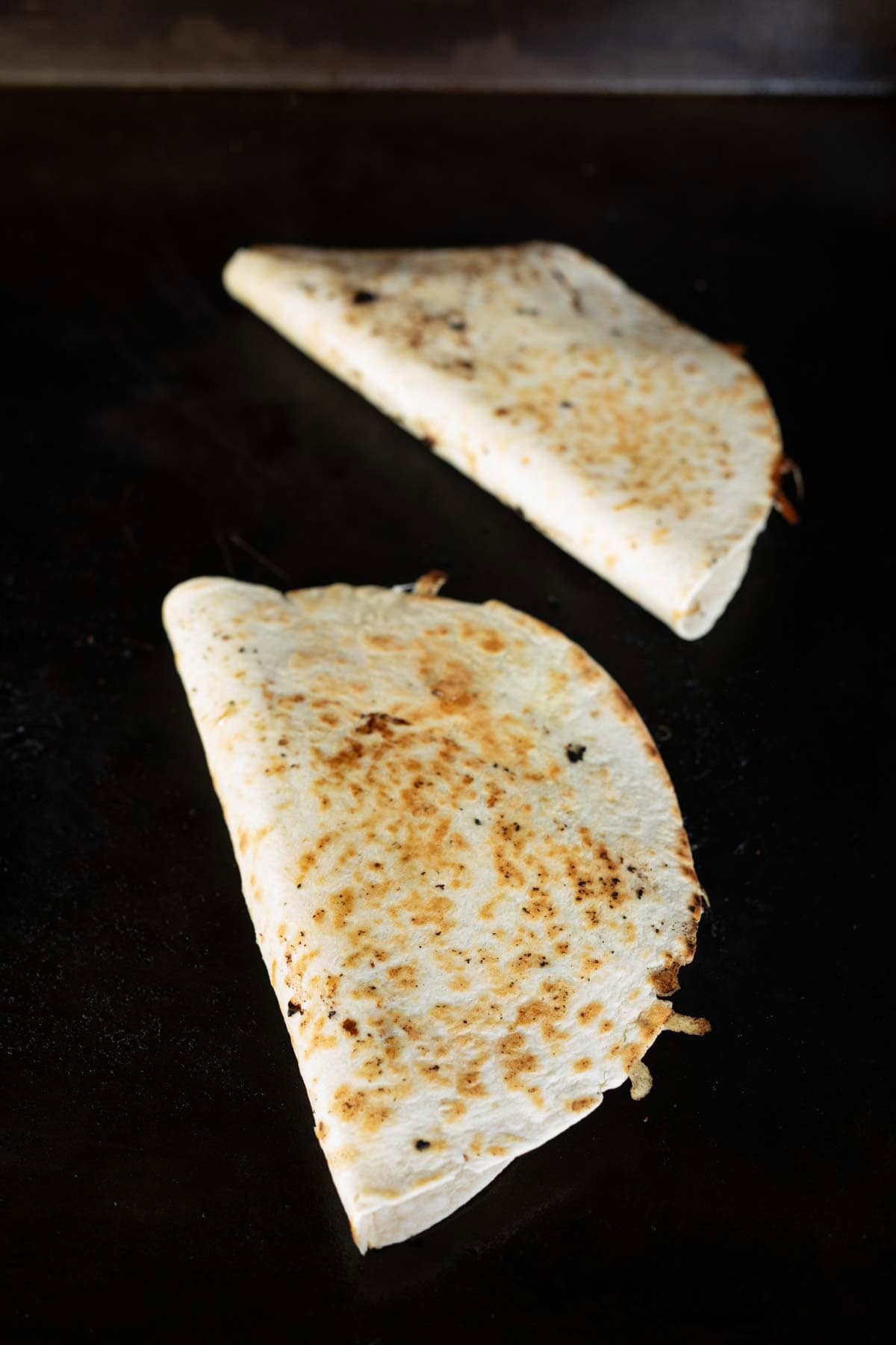 Golden Brown quesadilla on the Blackstone Griddle