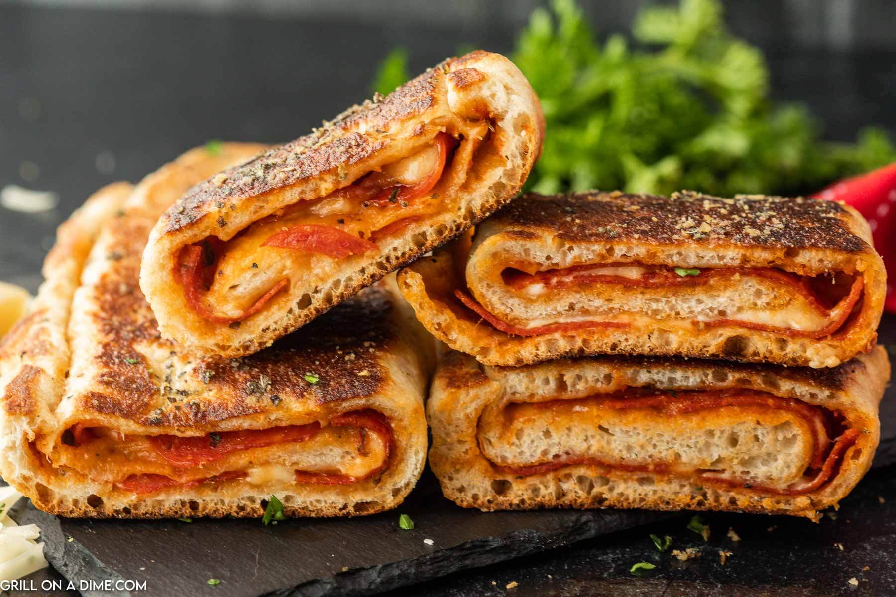 Cut Stromboli stacked