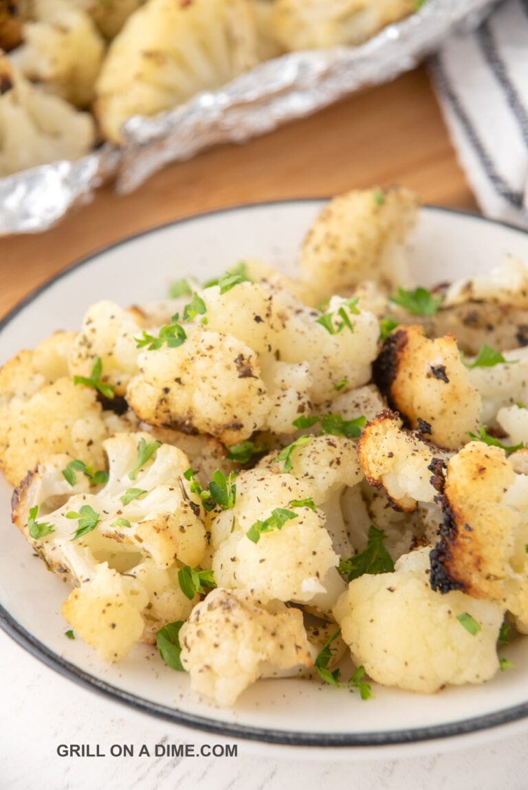 Grilled Cauliflower in Foil Grill on a Dime