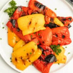 Grilled Bell Peppers on a white platter