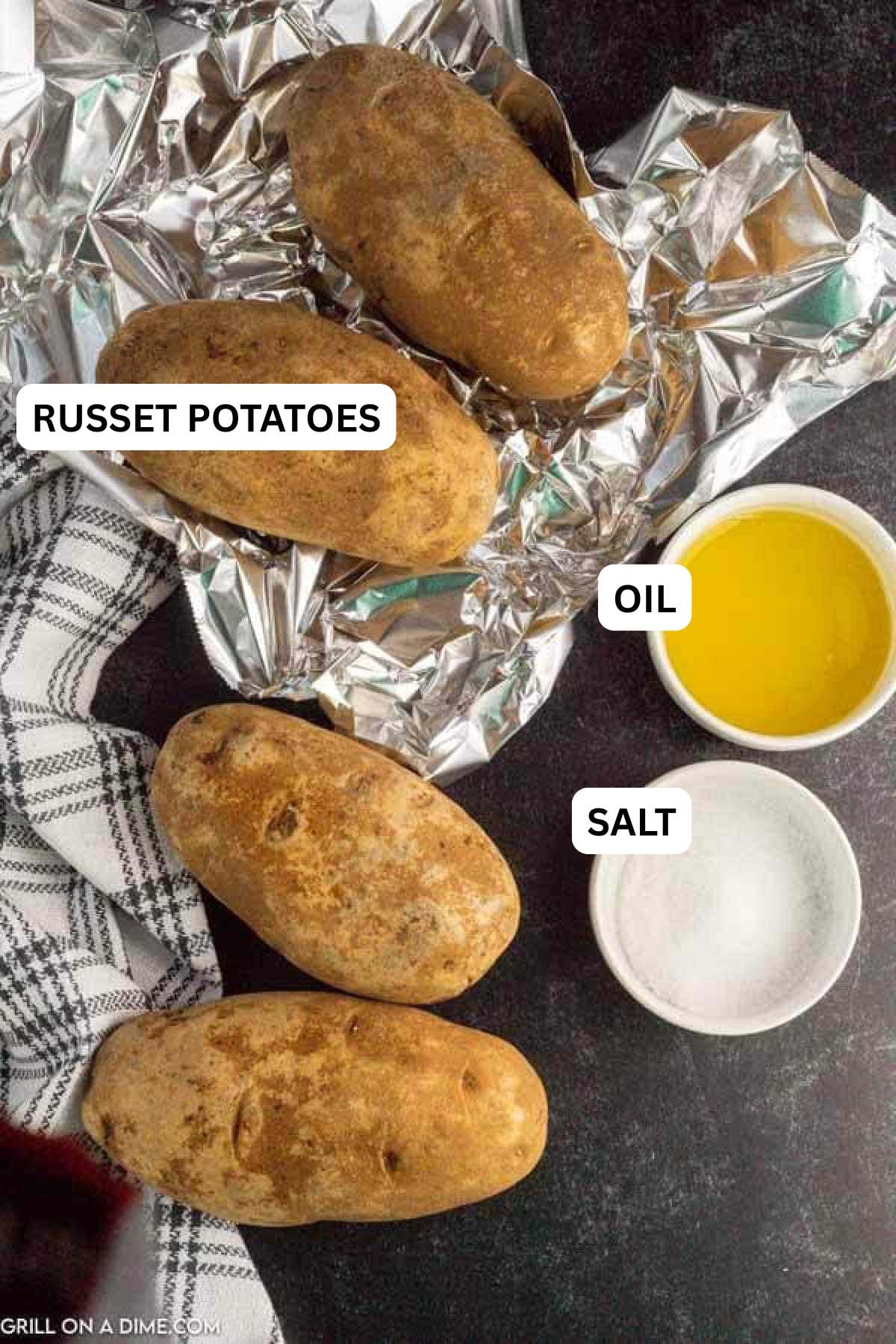 Ingredients need to make recipe which includes russet potatoes, oil and salt. 