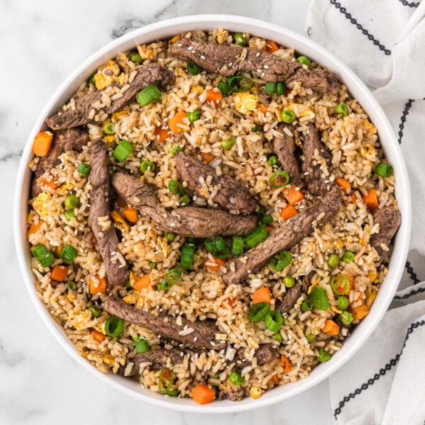 Beef Fried Rice in a bowl