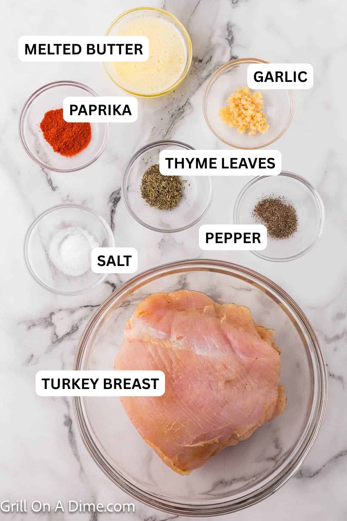 Ingredients needed for this recipe includes Turkey breast, butter, minced garlic, paprika, thyme leaves, salt, pepper, chicken broth, cornstarch, water.