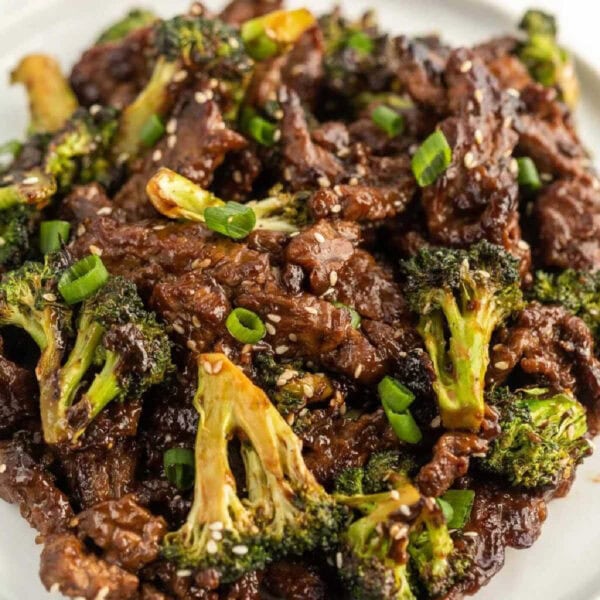 Beef and Broccoli on a plate
