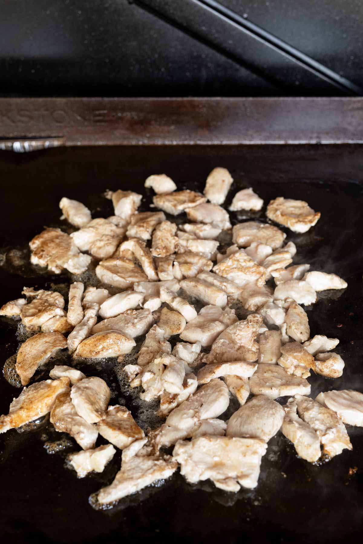 Cooking chicken on the griddle