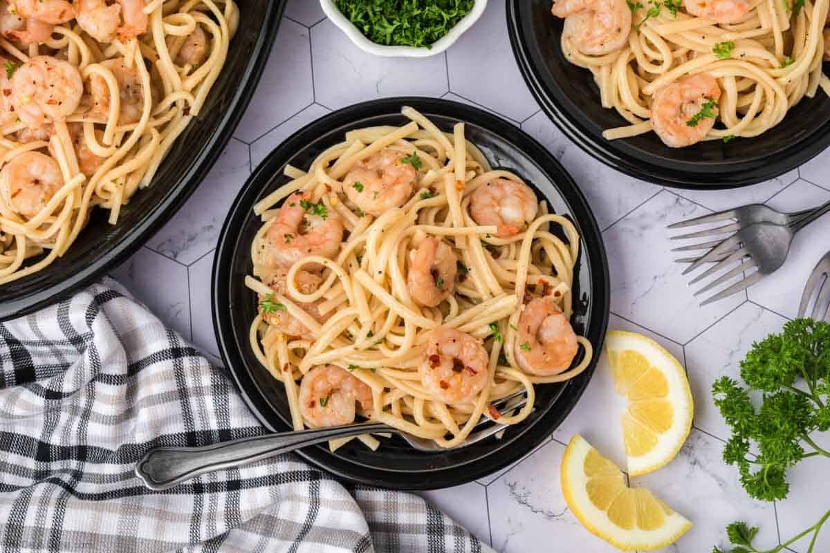 Shrimp Scampi on a plate