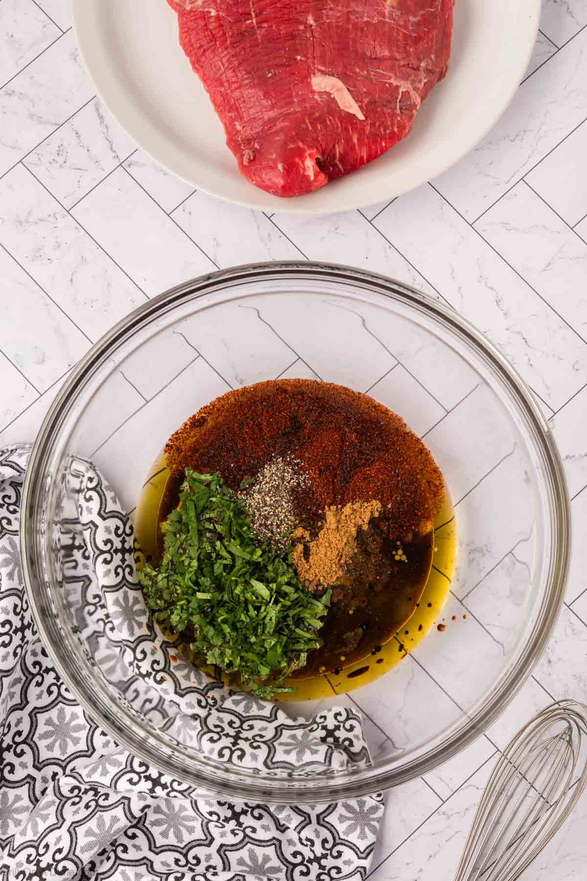 Marinated ingredients in a bowl