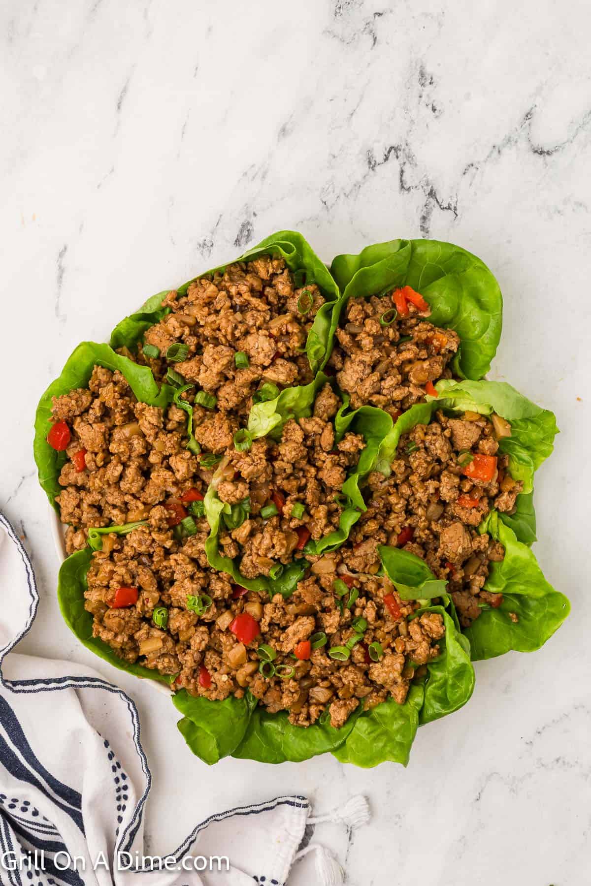 Ground Chicken Lettuce Wraps on the platter