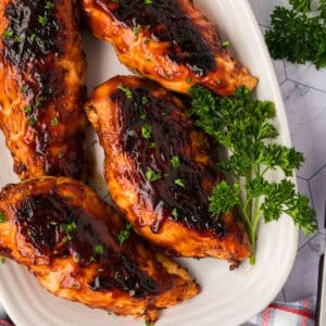 BBQ Chicken Breast on a white platter