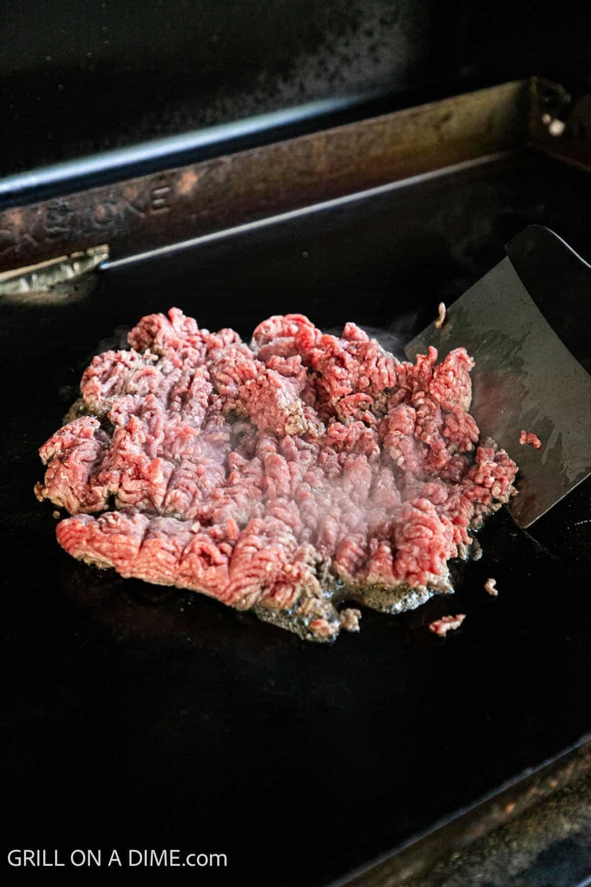 Ground beef on the Blackstone Griddle.