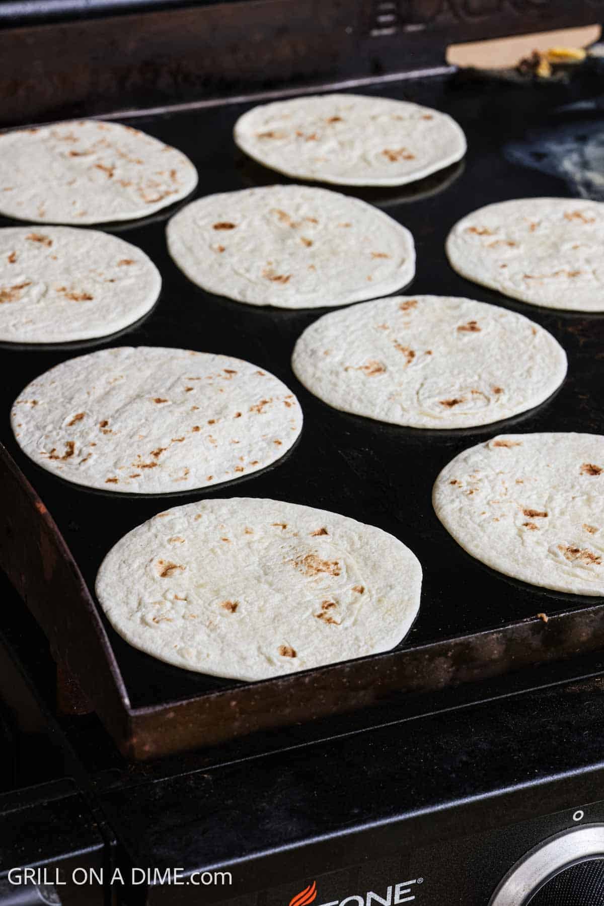 Flour tortilla on the Blackstone Griddle. 